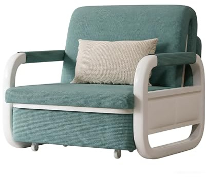 Hopfällbar Bäddsoffa Fåtölj med Mjukt Plyschtyg och Förstärkt Metallram Multifunktionell Sovfåtölj Platsbesparande Design för Lägenhet Gästrum(Blue)