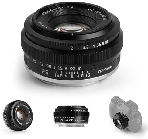 TTARTISAN 25mm F2 Kameraobjektiv Camera Lens für Fuji X-Mount APS-C Manuelles Tragbares Pancake-Objektiv aus Metall für Fujifilm XF-Mount X-T5 X-H2S X-S20 X-T30 II X-E4 X-S10 X-H2 X-H1