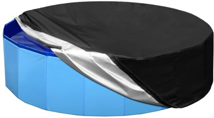 Hundepool faltbar 160 x 30 cm, Mit schwarzer Staubschutzhülle für Kleine, Mittlere & Große Planschbecken für Pool, Wasserspielzeug für den Außenbereich, Garten