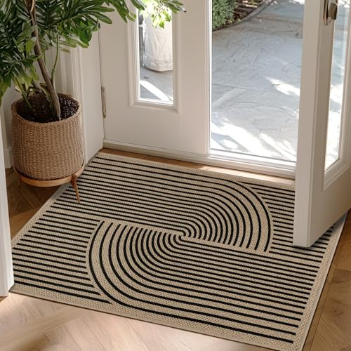 Homcomodar Fussmatte Innen Waschbar Fußmatte Schmutzfangmatte Innen 60 x 90 cm rutschfest Fussmatten Haustür Sauberlaufmatte Eingangsteppich Türmatte Teppiche für Eingang Schlafzimmer Küchen, Braun