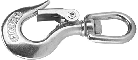 Generic Gancho Giratorio para Elevación de Ojo, Gancho de Seguridad Duradero de Acero Inoxidable para Grúas de Ingeniería y Maquinaria Forestal, Acero Inoxidable 304, 1 (350KG)