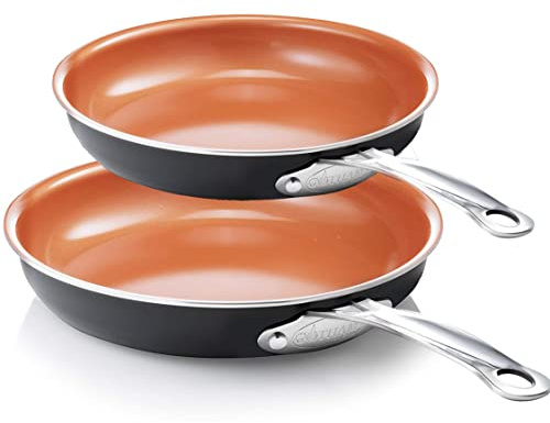 Gotham Steel 2 Pack-9.5 and 8.5 Fry Pan, 1, Copper