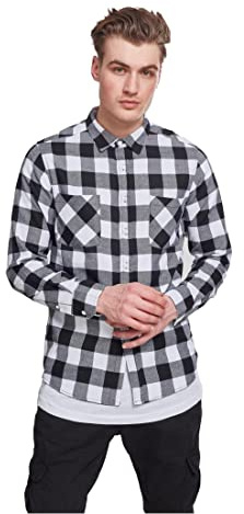 Urban Classics Checked Flanell Shirt Camisa, Multicolor (Blk/Wht), 5XL para Hombre