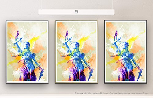 Paul Sinus Art Justicia I 90x60cm auf Masterclass Metallic Pearl High Gloss Photo Paper inklusive Aluminium Wechselrahmen schwarz mit Glas und Rückwand fertig gerahmt