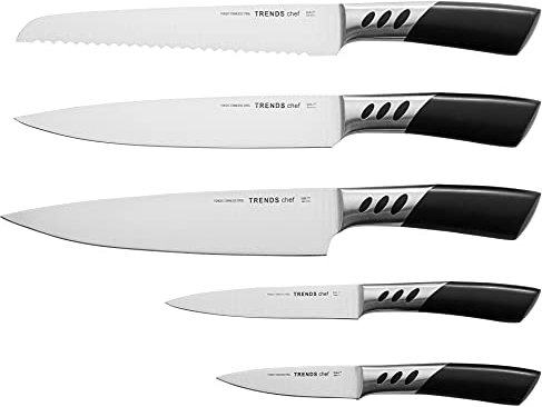 TRENDS home 5 Pc Kitchen Knife Set, Premium Stainless Steel, Designer Handle. Ultimate Quality Kitchen Knives Set, Ultra Sharp Set of Knives for everyday use. All in on Kitchen Knife Set.
