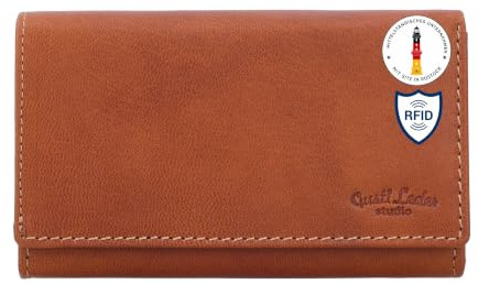 Gusti Leder Geldbörse Damen Gemma - Portemonnaie aus echtem Leder mit RFID-Schutz, kompaktes Design, schlanker Geldbeutel, Braun