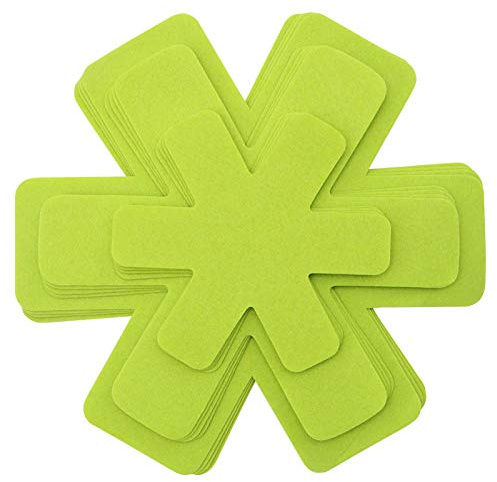 Pots and Pans Protectors, Set of 12, 3 Size, Green Pan Separators/Dividers/Protectors Pad for Stacking Cookware in Kitchen Cupboard