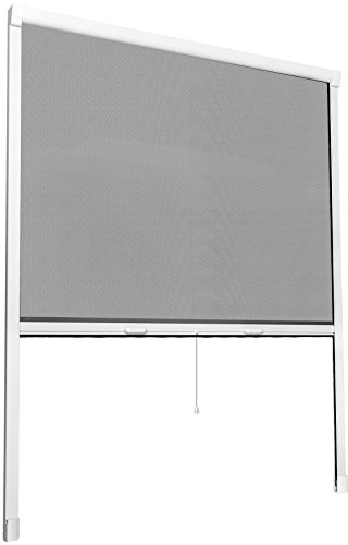 tectake® Mörkläggande rullgardin, justerbar rullgardin med aluminiumkassett, UV-beständigt glasfibernät och enkel montering för fönster inomhus och utomhus - 130 x 160 cm vit