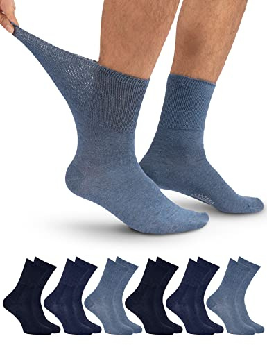 OCERA 6 Paar Diabetiker-Baumwollsocken – Damen & Herren, venenfreundlich, elastisch & komfortabel ohne Gummidruck