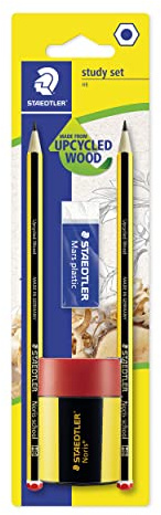 STAEDTLER 121 511BKD Noris School Graphite HB Pencil Study Set (Pack of 2 Pencils, Eraser + Tub Sharpener)