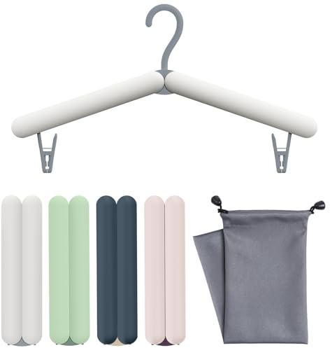 Sazfli Reisebügel faltbar (4er Set) mit Aufbewahrungstasche – Platzsparende Kleiderbügel aus ABS-Kunststoff für Kreuzfahrt, Koffer & Zuhause (4 Farben)