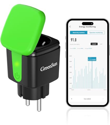 GreenSun Prise Exterieure Etanche Connectée - 16A Prise Consommation Electrique Prises Connectées et Intelligentes Prise Programmable Compatible avec Alexa et Google Home 2.4GHz IP44