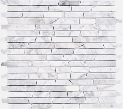 Naturstein Mosaikfliesen Marmor weiss carrara Optik matt Wand Boden Küche Bad Dusche MOS40-Brick2000