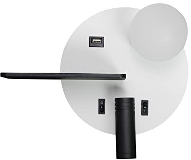 LED-Wandleuchte Moderne Leseleuchte zur Wandmontage 180 ° + 90 ° verstellbare Kopfteillampe, fest verdrahtete Wandleuchten mit USB-Ausgang und Schalter, Wandleuchten für Wohnzimmer und Schlafzimmer
