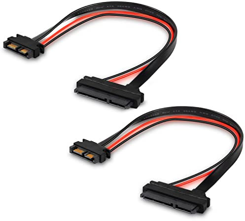 Slimline SATA 13-poliger Stecker auf 22-polige SATA-Buchse Kabeladapter, Slimline Serial ATA 7+6-poliger auf SATA 7+15-poliger Verlängerungsanschluss für 2,5-Zoll-HDD, SSD und Laptop-CD-ROM- 2PCS 30cm