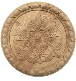 Fregi In Legno Applique In Legno Rotondo Scultura Di Fiori Tondi Applique In Legno Naturale Applique Ad Angolo Decorazione Per Mobili Da Parete Con Cornice Md-0003-6-15-15Cm