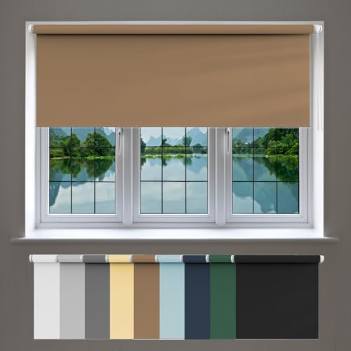 Aluminium-Jalousie 90 x 240 cm, Sichtschutz, Lichtschutz, Blendschutz, Sonnenschutz Verdunkelungsrollo, ohne Bohren Einfache Installation, für Fenster und Tür, Taupe