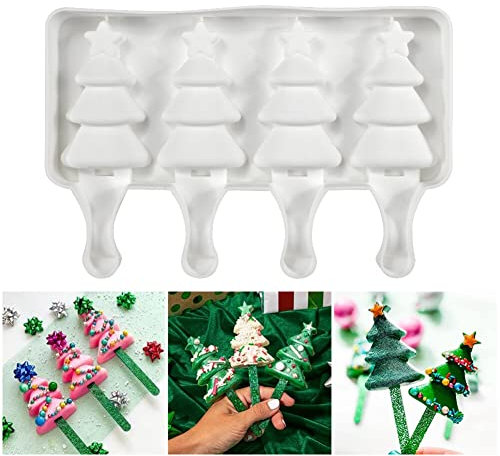 iSpchen Moldes de silicona para helados, árbol de Navidad, moldes para hacer postres, moldes para helados, moldes para helados, molde para tartas DIY