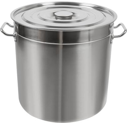 WINPANG soppterrin av rostfritt stål med metallbotten, kastrull med handtag och infällbart lock för bräsering, stekning och varmhållning på gas-, elektriska och induktionshällar (50 liter)