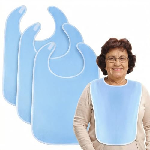 QWORK® 4 Stück Lätzchen für Erwachsene, 75x45cm Erwachsenen Lätzchen, Verstellbare Frottee Lätzchen, nur für Senioren
