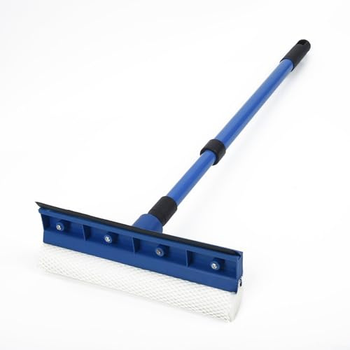 Telescopic Glass Squeegee Cleaner with Long Handle, Spring Joints, and Sponge Brush
