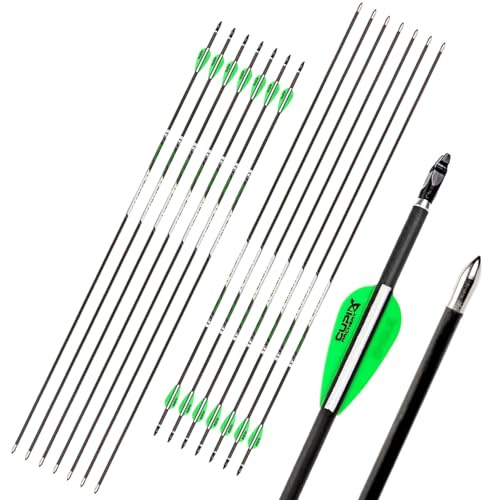 Smsyhgh 31 Zoll Pfeile für Bogenschießen Carbon Jagdpfeile Bogenschießen Ziel Praxis Pfeile Spine 600 700 800 Bogen Pfeile für Recurvebogen Compoundbogen Langbogen (Spine 700)