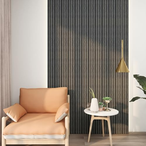 NEU.HOLZ Set de 32 Panneaux Muraux 3D Lattes Décoratives avec Lamelles Verticales Style Scandinave Installation Facile au Mur Plafond Polystyrène 195 x 12,2 cm Effet Marbre Gris