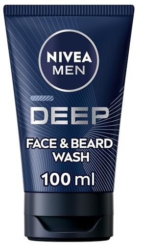 NIVEA MEN Deep Black Charcoal Face Wash (75ml), Dark Wood Men's Face Wash and Cleanser with Activated Charcoal, Anti-Bacterial Exfoliating Wash