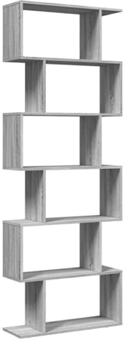 vidaXL Raumteiler-Bücherregal 6 Etagen Grau Sonoma 70x24x193 cm