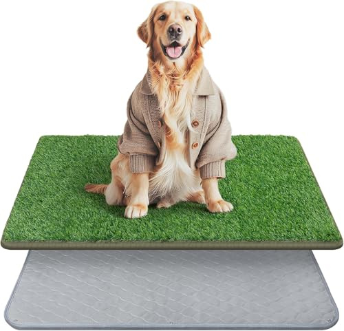 2-in-1 Large Artificial Grass Mat Reusable Puppy Pad Set for Dog (80x100cm)