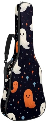 Bassgitarrentasche mit Halloween Gruseliger Boo Print 95, Akustikgitarrentasche 101,6 cm (40 Zoll) E-Gitarrenkoffer, wasserdichte Oxford E-Gitarre Gigbag für akustische klassische Gitarre, Ukulele,