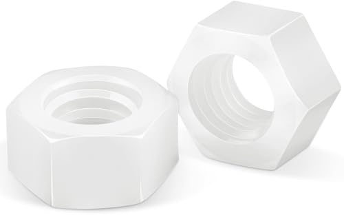 Jeboler Kunststoff Muttern M5 (25 Stück), DIN934 Nylon Sechskantmuttern Hex Nut Plastikmutter, Sechskant Mutter Weiß für Gewindestangen & Schrauben & Unterlegscheiben