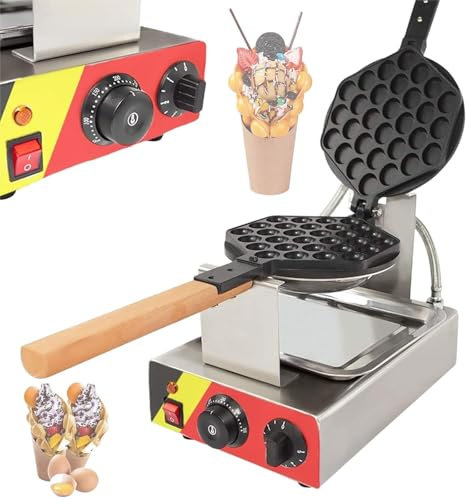 MIAOMI Gaufrier antiadhésif pour œufs, gaufriers et fers à gaufres commerciaux, gaufrier Rotatif avec poignée en Bois, Machine à gaufres pour crème glacée(110v)