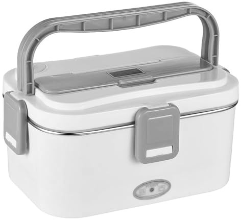 TARSHYRY Elektrische Lunchbox-Lebensmittelheizung, 1,8 L, 60 W, Tragbare Beheizte Lunchbox mit Löffel und Gabel, Beheiztes Lunchbox-Set für 110/220 V + 12 V/24 V, Duale St (#5EU-Stecker)