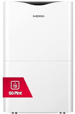 Mora Mora by Hisense - Deshumidificador de 50 pintas, para espacio de hasta 4,500 pies cuadrados en casa, en sótanos y habitaciones grandes, Energy Star, funcionamiento silencioso, indicador de filtro