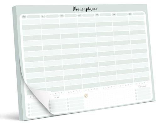 BIROYAL Wochenplaner Block A4, To Do Listen Block, Undatiert, 50 Seiten | Weekly Planner, 120gsm Papier, Abreißen, Schreibtischunterlage mit Wochenübersicht für Termine, Aufgaben& Notizen