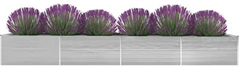 Xichuzi Garten-Hochbeet Verzinkter Stahl 600x80x45 cm Grau, Palettenrahmen, Hochteich, Gemüsebeet, Kräuterregal Balkon, Blumenbeet, Kräuterspirale, Tomatenbeet, Pflanzhochbeet - 47072