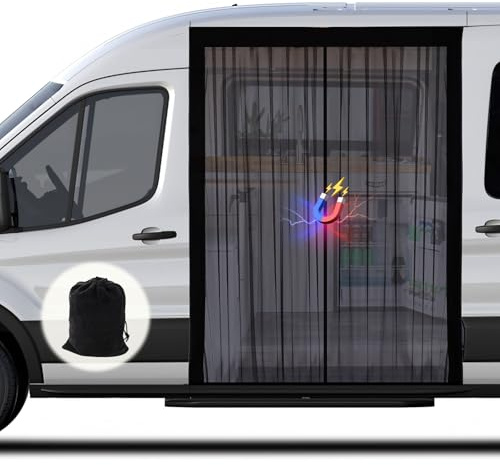 ZATOOTO Insektsskydd med magnet, skjutdörrs magnetiskt flugnät för Mercedes Sprinter standardtak, Fiat Ducato alla tak, central magnetisk stängning för myggnät baklucka, 180 x