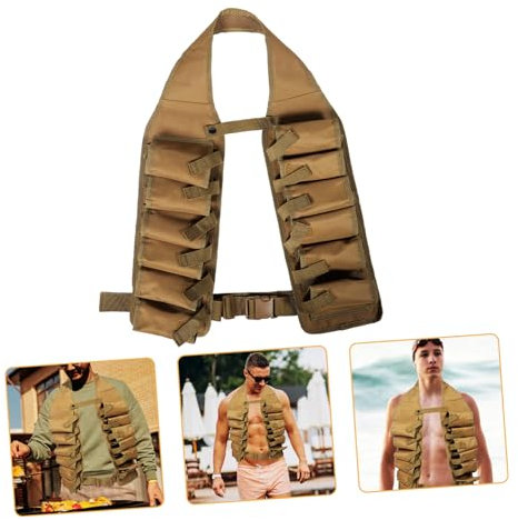 BESPORTBLE tonnelet Gilet pour Boire de la bière Porte-Bouteille de bière pub Range Bouteille casier à Bouteilles Ceinture Porte-bière débardeurs de bière pour Femmes Tissu Oxford 600d Khaki