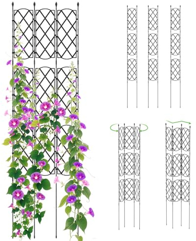 RELAX4LIFE Rankgitter, DIY Einstellbar 3er Set, zum Stecken, Rankhilfe für Kletterpflanzen, 164 cm Pflanzen Kletterhilfe Wand, Sichtschutz-Spalier aus Metall, Pflanzenstütze für Blumen, Nutzpflanzen