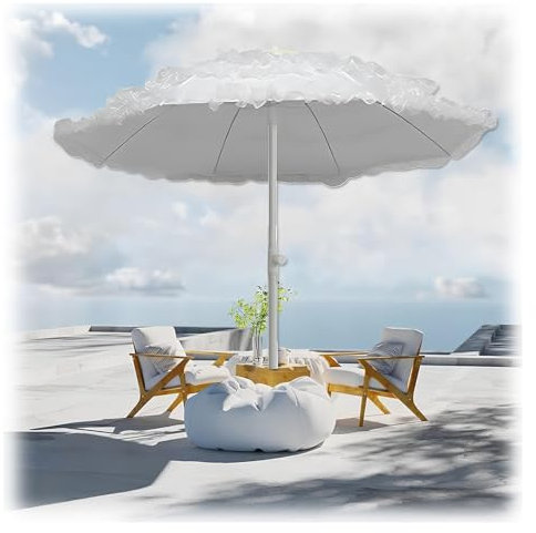 1.450 M 1.80 M Parasol De Jardin En Dentelle Bohème, Petit Parasol De Plage Portable, Parasol Décoratif Vintage En Dentelle, Parasol Extérieur, Tissu Polyester, N'inclut Pas La Base(1.80m/5.9ft)