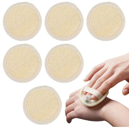 6 PCS Exfoliating Loofah Sponge Pad Scrubber, Natural Luffa Face Body Scrub Pad Cleaning Makeup Loofa Brush for Women Men Bath Spa Shower