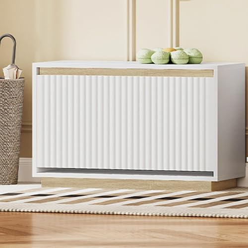 Hzuaneri Banc à Chaussures, Banc de Rangement, Rangement à Chaussures, 12 Paires, Étagères Amovibles, Salons, Entrées, 30 x 75 x 53 cm, Blanc SB52703AU