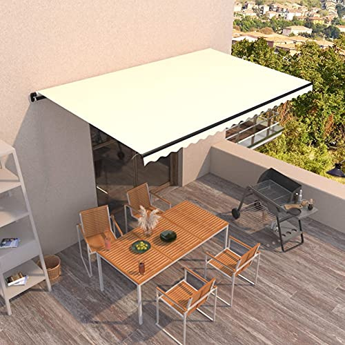 Festnight Manuelle Markise 500x300 cm Gelenkarmmarkise 300 Breit Kassettenmarkise Wasserdicht Gelenkmarkise Terrassenmarkise Sonnenmarkise Terrasse Balkon Sonnenschutz PU-Beschichtung Alu