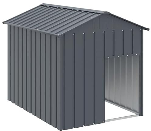 Eleganz Hundehütte aus verzinktem Stahl 117x153x123cm mit Dach in Anthrazit - Wetterfest & langlebig für Garten, Terrasse oder Hof - Ideal für mittelgroße bis große Hunde