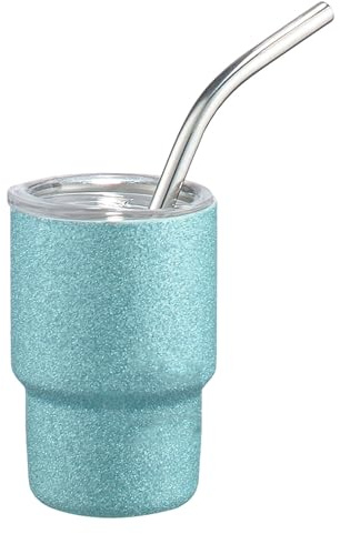 Vaso con tapa con pajita, recipiente de acero inoxidable sellado al vacío, taza aislada de pequeña capacidad, práctico recipiente de bebidas de viaje, botella térmica de temperatura, kit de taza para