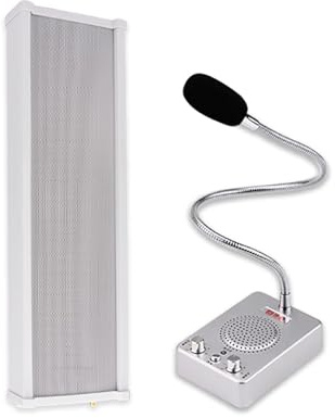 Window Intercom Device, 80W One-way Window Amplifier, Volume and Microphone Sensitivity Are Adjustable, Support External Speakers, Suitable for Places with Anti-theft Glass