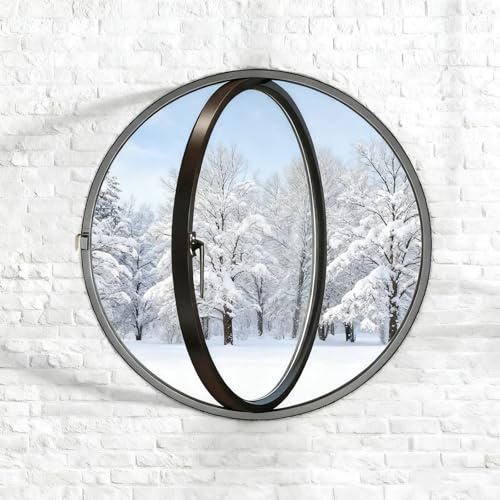 Finestra Rotonda 360° - Finestra Seminterrato Girevole con Maniglie, per Bagno, Camera da Letto e Soggiorno - Finestre di Ventilazione in Alluminio e Vetro Temperato(Black1,80cm/31.5in)