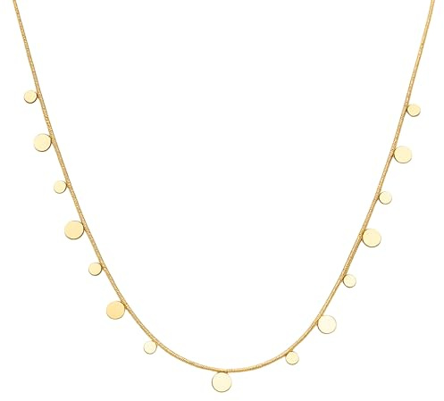Elbella Hamburg Halskette Damen Kreis 14K Gold vergoldet aus Edelstahl – Wasserfest & Verstellbar Plättchen – Schmuck Geschenk für Frauen & Freundin – Taukuss-Kollektion
