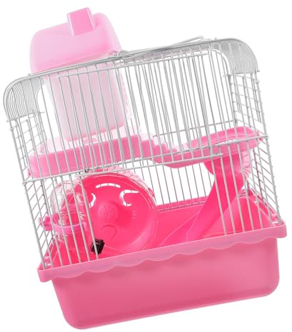 PartyKindom Hamsterkäfig Groß Doppeldeckiges Hamsterhaus mit Abnehmbarem Zubehör Doppelstöckiges Kleintierkäfig Spielplatz für Hamster und Meerschweinchen Sicherer und Bequemer Drahtkäfig